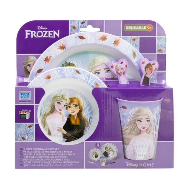 5 PCS MCIRO SET (PLATE, BOWL, TUMBLER, CUTLERY) FROZEN AUTUM LEAVES