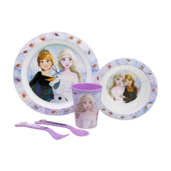 5 PCS MCIRO SET (PLATE, BOWL, TUMBLER, CUTLERY) FROZEN AUTUM LEAVES