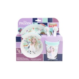 NON SLIP 5 PCS BICOLOR PREMIUM SET (PLATE, BOWL, TUMBLER, CUTLERY) IN STANDARD BOX FROZEN SNOWY TALE