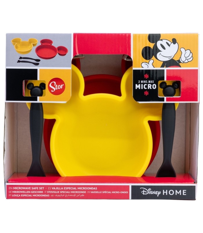 4 PCS CHARACTER KIDS SHAPED PP SET (BOWL, PLATE AND CUTLERY) IN GIFT BOX MICKEY MOUSE TRUE CHAMPIONS