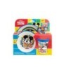 NON SLIP 5 PCS BICOLOR PREMIUM SET (PLATE, BOWL, TUMBLER, CUTLERY) IN STANDARD BOX MICKEY TRUE CHAMPIONS