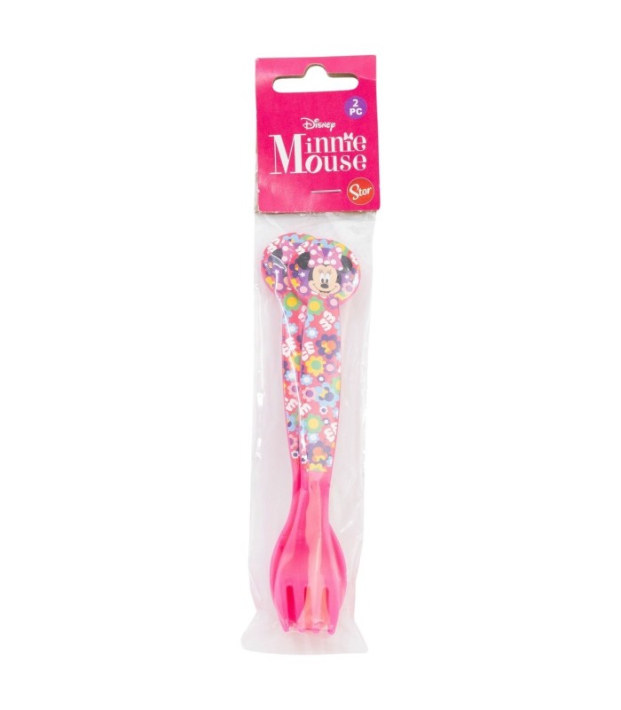 2 PCS PP CUTLERY (SPOON AND FORK) SET IN POLYBAG MINNIE BOLD FLORALS