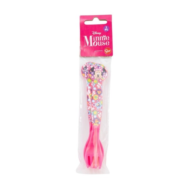 2 PCS PP CUTLERY (SPOON AND FORK) SET IN POLYBAG MINNIE BOLD FLORALS