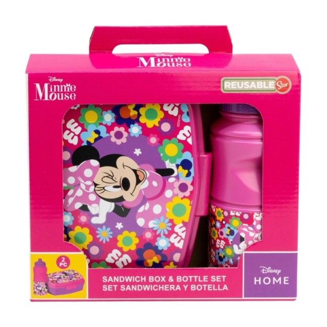 2 PCS BTS SET (SPORT BOTTLE AND SANDWICH BOX) IN GIFT BOX  MINNIE BOLD FLORALS