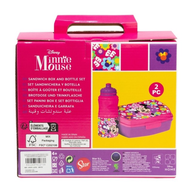 2 PCS BTS SET (SPORT BOTTLE AND SANDWICH BOX) IN GIFT BOX  MINNIE BOLD FLORALS