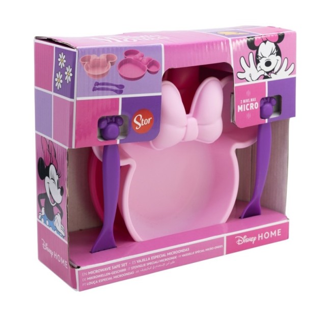 4 PCS CHARACTER KIDS SHAPED PP SET (BOWL, PLATE AND CUTLERY) IN GIFT BOX MINNIE MOUSE SUNSHINE