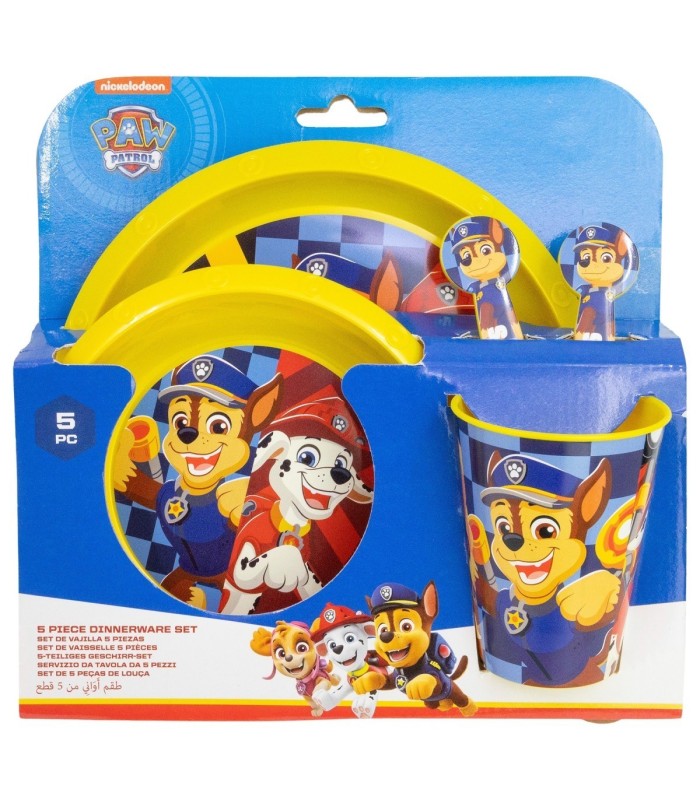 5 PCS EASY SET (PLATE, BOWL, TUMBLER, CUTLERY) (PLATE, BOWL, TUMBLER, CUTLERY) PAW PATROL BOY RESCUE PUPS