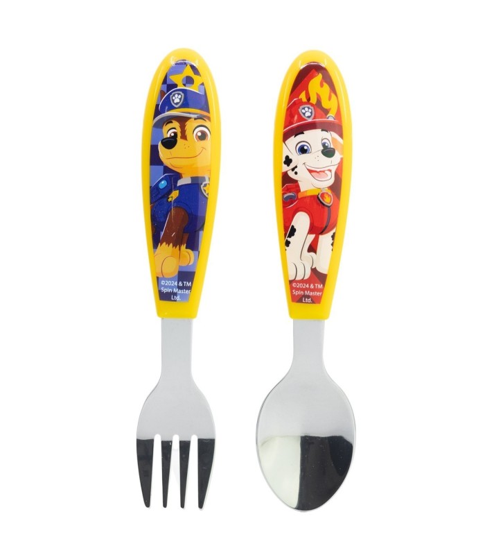2 PCS ELLIPTICAL METALLIC CUTLERY (SPOON AND FORK) SET PAW PATROL BOY RESCUE PUPS