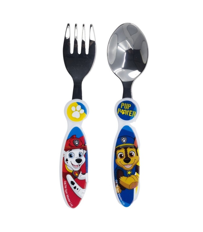2 PCS ELLIPTICAL METALLIC CUTLERY SET PAW PATROL PUP POWER