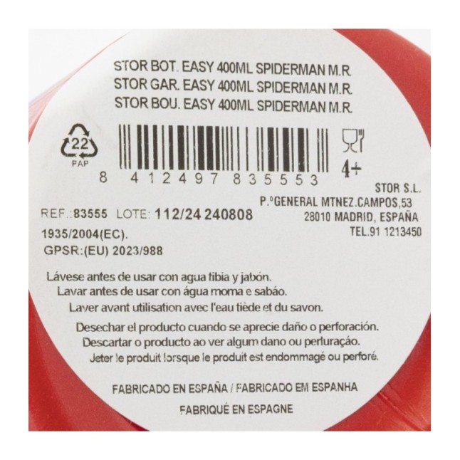 EASY HOLD SPORT BOTTLE 380 ML SPIDERMAN MOB RULES