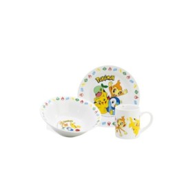 3 PCS CERAMIC SNACK SET (PLATE, BOWL, MUG) IN GIFT BOX POKEMON HAPPY FUN