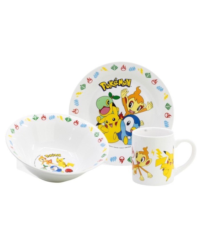 3 PCS CERAMIC SNACK SET (PLATE, BOWL, MUG) IN GIFT BOX POKEMON HAPPY FUN