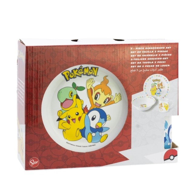 3 PCS CERAMIC SNACK SET (PLATE, BOWL, MUG) IN GIFT BOX POKEMON HAPPY FUN