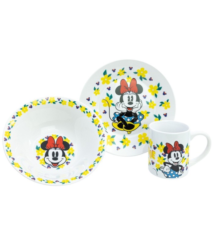 3 PCS CERAMIC SNACK SET (PLATE, BOWL, MUG) IN GIFT BOX MINNIE SUNSHINE