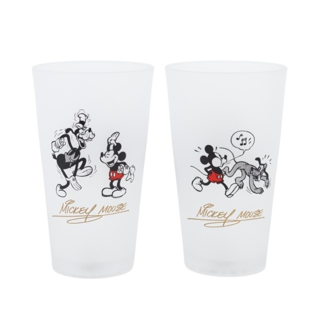 2 PCS GLASS CASUAL TUMBLER 490 ML MICKEY MOUSE VINTAGE