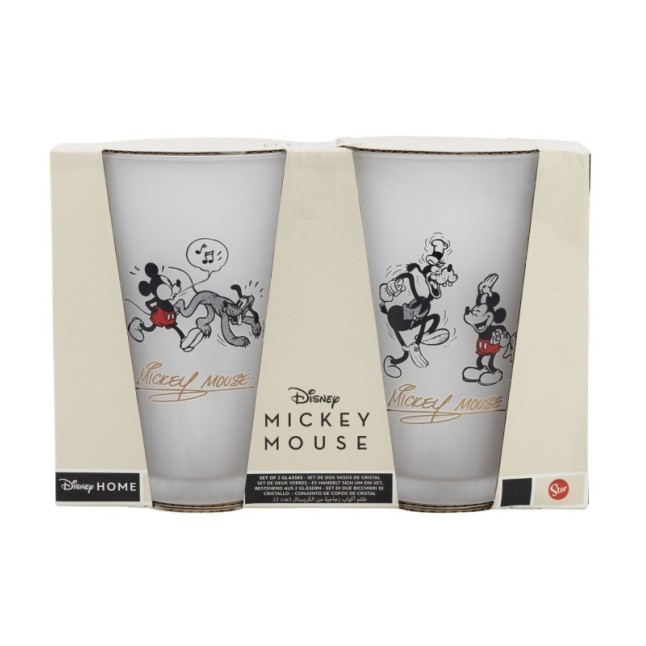 2 PCS GLASS CASUAL TUMBLER 490 ML MICKEY MOUSE VINTAGE