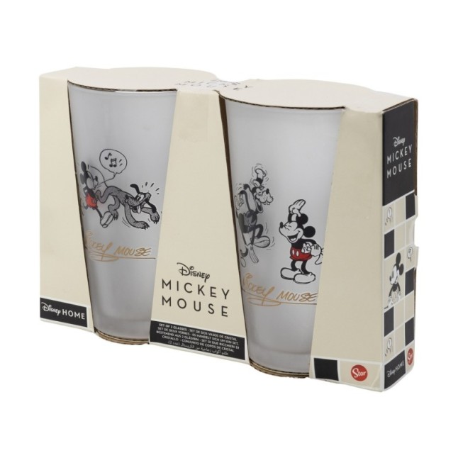 2 PCS GLASS CASUAL TUMBLER 490 ML MICKEY MOUSE VINTAGE