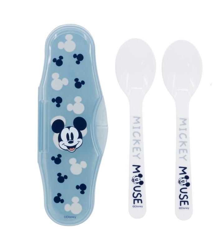 TODDLER 2 PCS PP SPOONS TRAVEL SET MICKEY MOUSE FULL OF SMILES
