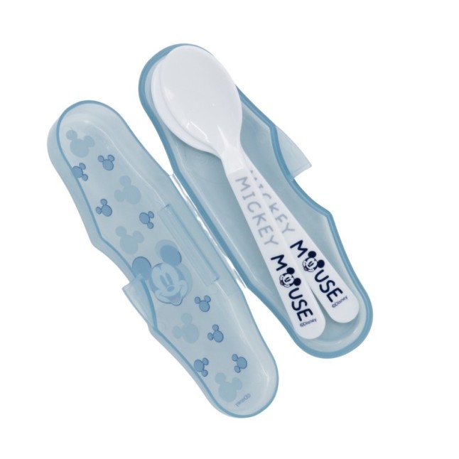 TODDLER 2 PCS PP SPOONS TRAVEL SET MICKEY MOUSE FULL OF SMILES