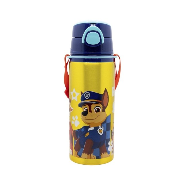 ALUMINIUM POP UP BOTTLE WITH STRAP 730 ML PAW PATROL BOY RESCUE PUPS