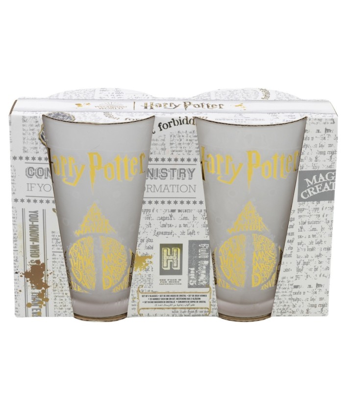 2 PCS GLASS CASUAL TUMBLER 490 ML SET HARRY POTTER GOLDEN MAGIC