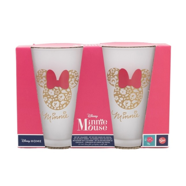 2 PCS GLASS CASUAL TUMBLER 490 ML MINNIE MOUSE GARDENING