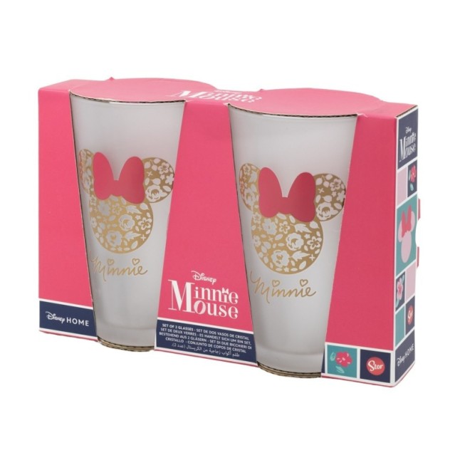 2 PCS GLASS CASUAL TUMBLER 490 ML MINNIE MOUSE GARDENING