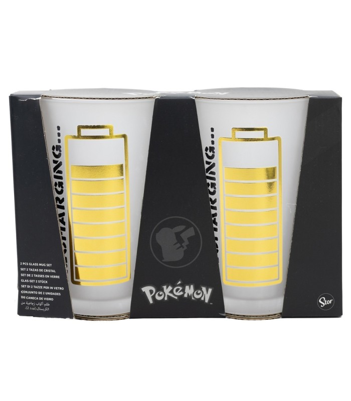 2 PCS GLASS CASUAL TUMBLER 490 ML POKEMON THUNDERSTRUCK