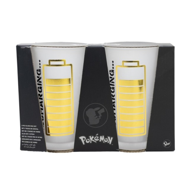 2 PCS GLASS CASUAL TUMBLER 490 ML POKEMON THUNDERSTRUCK