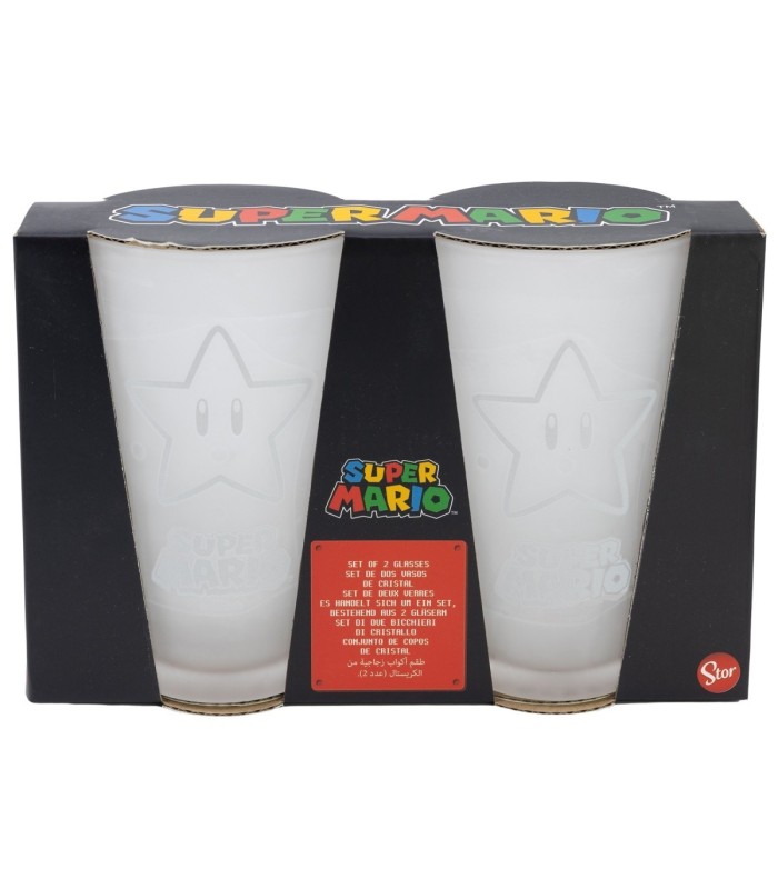2 PCS GLASS CASUAL TUMBLER 490 ML SUPER MARIO
