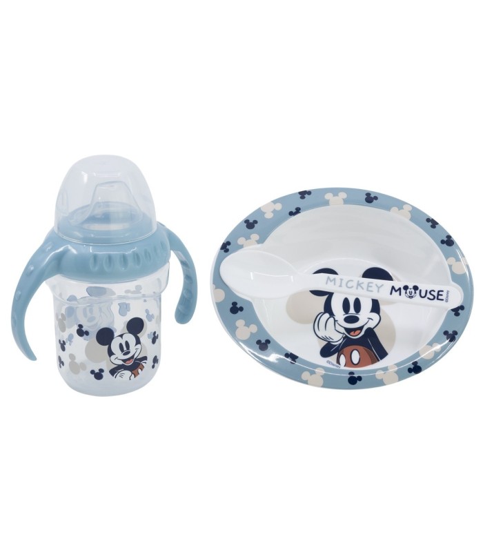 BABY 3 PCS SET IN GIFT BOX (TRAINING MUG, BOWL, SPOON) MICKEY MOUSE FULL OF SMILES