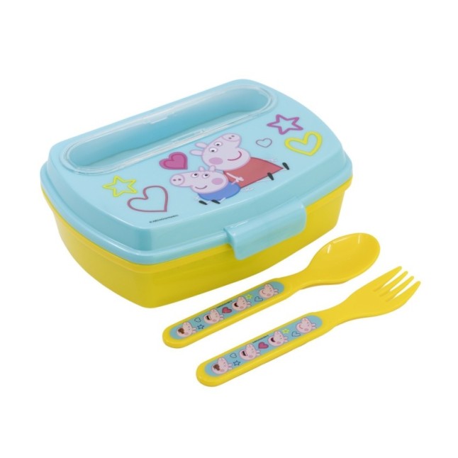 FUNNY SANDWICH BOX WITH CUTLERY PEPPA PIG CORE 2022
