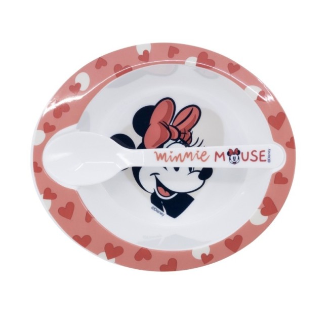 TODDLER 2 PCS MICRO SET (MICRO BOWL & MICRO PP SPOON TODDLER) MINNIE MOUSE HEART FULL