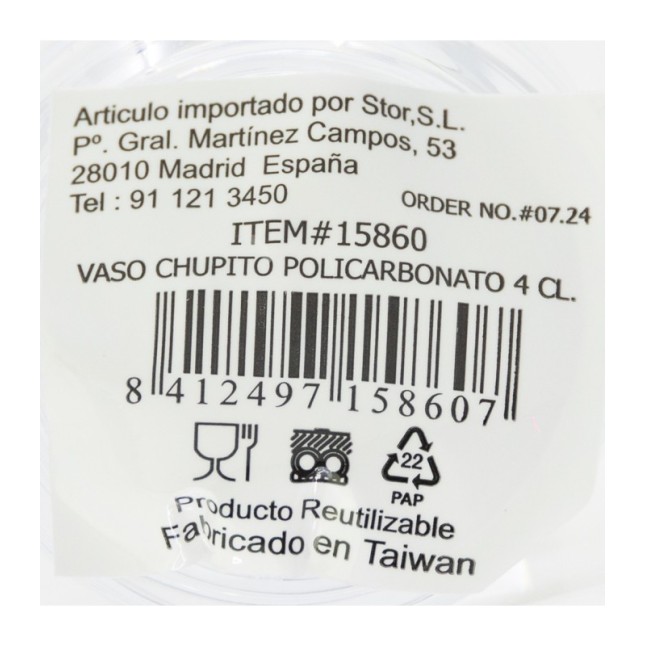 SHOT GLASS PC 40 ML.