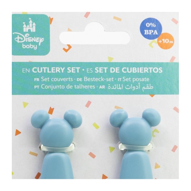 TODDLER 2 PCS CHARACTER SHAPED PP CUTLERY SET (SPOON AND FORK) MICKEY MOUSE