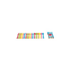 18 PCS FLAT HANDLE COLOR PICNIC CUTLERY SET